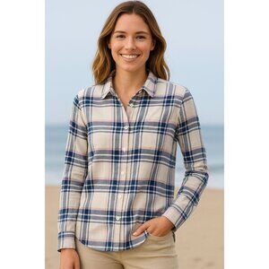 NWT UNTUCKit Womens Plaid Button-Down Coastal Casual Shirt Blue Pink White Sz 10
